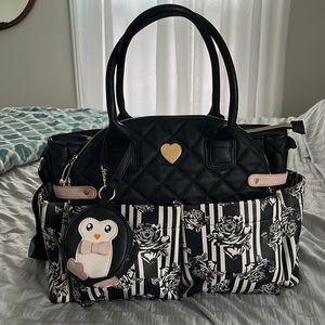 Betsy Johnson - Large diaper bag with coin purse - EUC